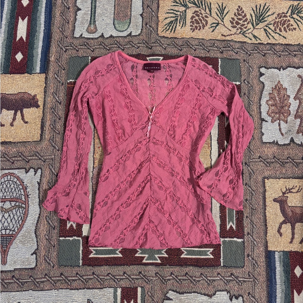Nevada Rose Lace V-Neck Blouse
